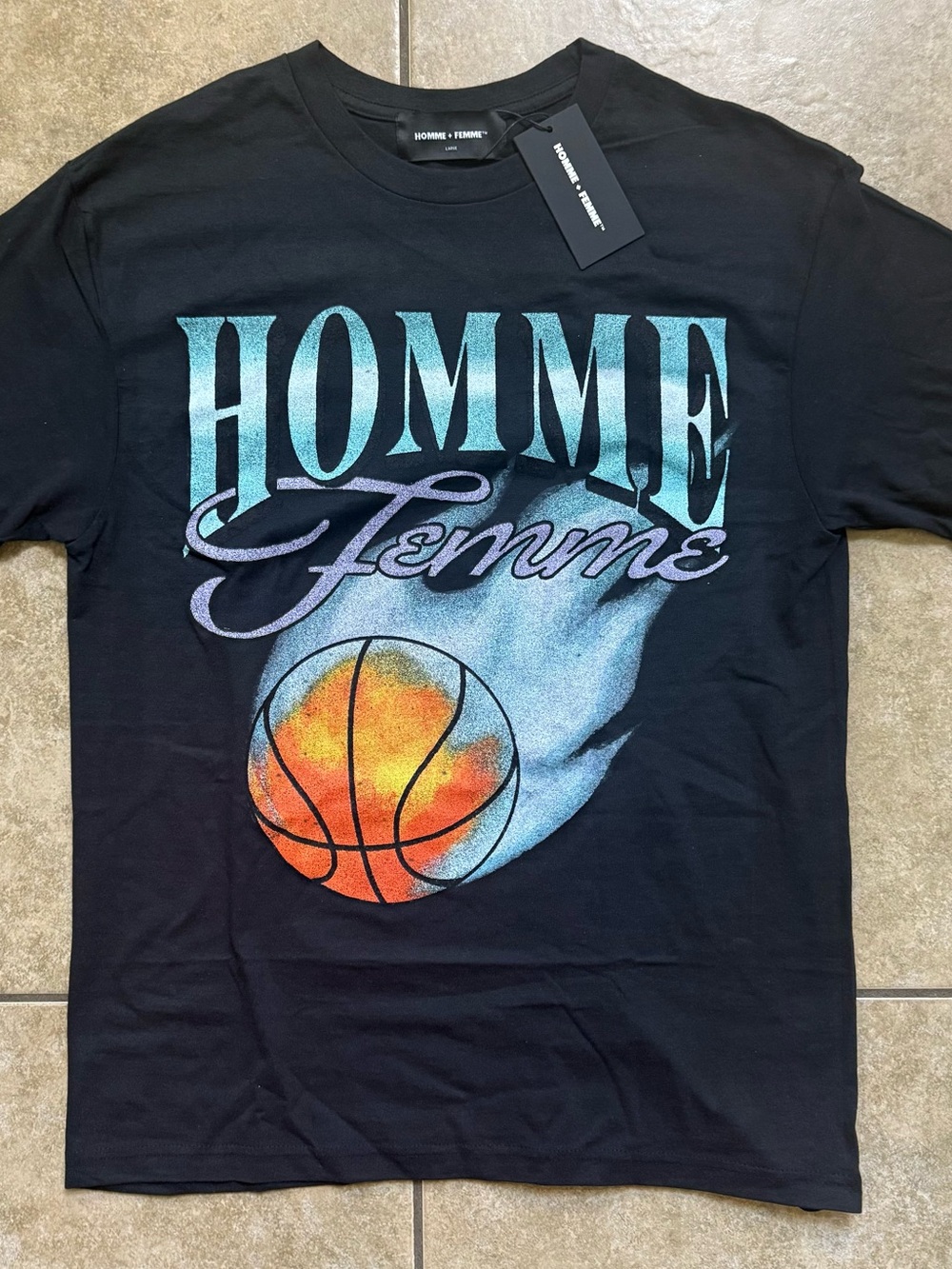 Homme Femme Heat Check Black Basketball T-Shirt Men’s Large New FAST SHIPPING